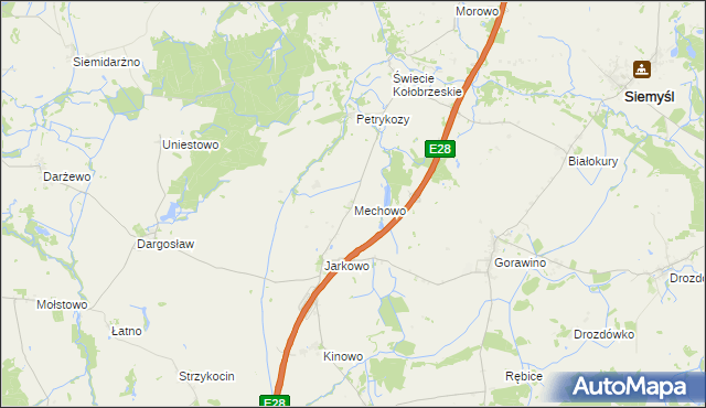mapa Mechowo gmina Rymań, Mechowo gmina Rymań na mapie Targeo
