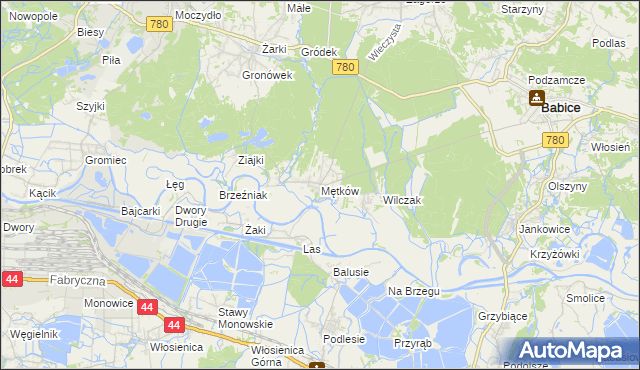 mapa Mętków, Mętków na mapie Targeo