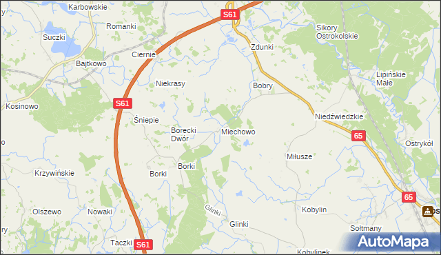 mapa Miechowo, Miechowo na mapie Targeo