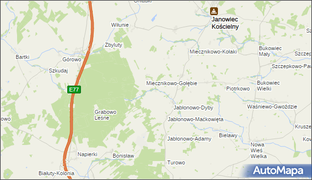 mapa Miecznikowo-Miąchy, Miecznikowo-Miąchy na mapie Targeo