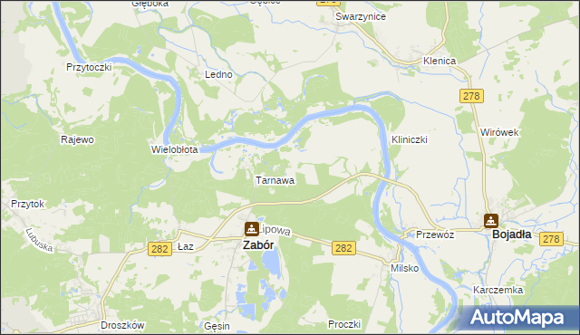 mapa Mielno gmina Zabór, Mielno gmina Zabór na mapie Targeo