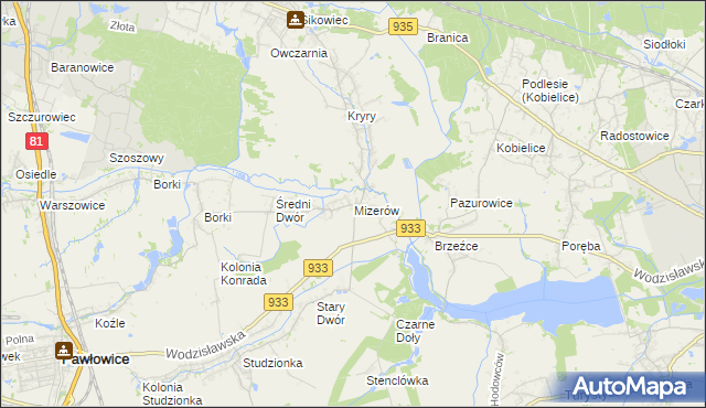 mapa Mizerów, Mizerów na mapie Targeo