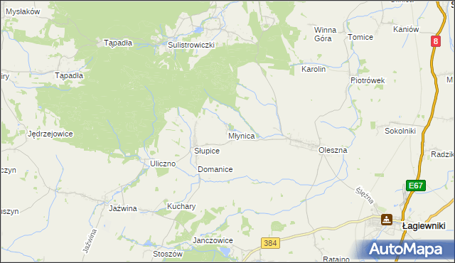 mapa Młynica, Młynica na mapie Targeo