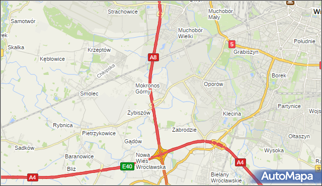mapa Mokronos Dolny, Mokronos Dolny na mapie Targeo