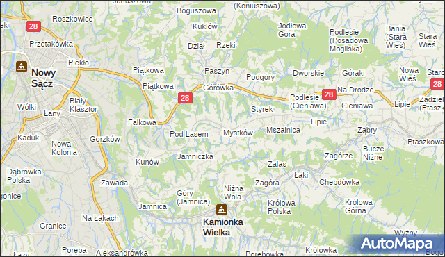 mapa Mystków, Mystków na mapie Targeo