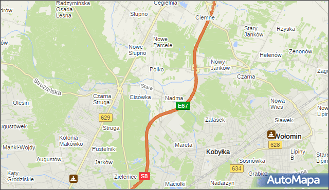 mapa Nadma, Nadma na mapie Targeo