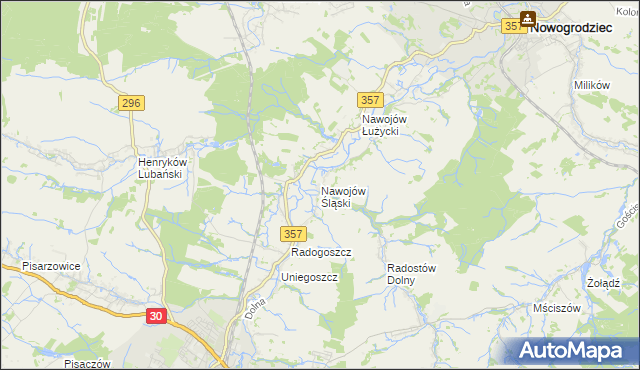 mapa Nawojów Śląski, Nawojów Śląski na mapie Targeo