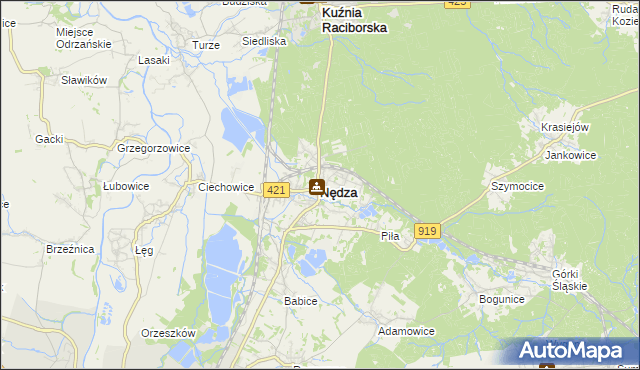 mapa Nędza powiat raciborski, Nędza powiat raciborski na mapie Targeo