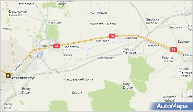 mapa Niedzieliska gmina Szczebrzeszyn, Niedzieliska gmina Szczebrzeszyn na mapie Targeo
