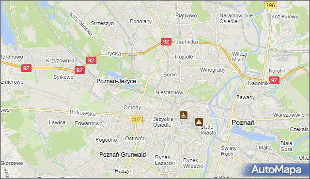 mapa Niestachów gmina Poznań, Niestachów gmina Poznań na mapie Targeo