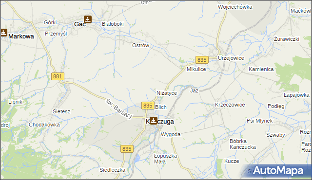 mapa Niżatyce, Niżatyce na mapie Targeo