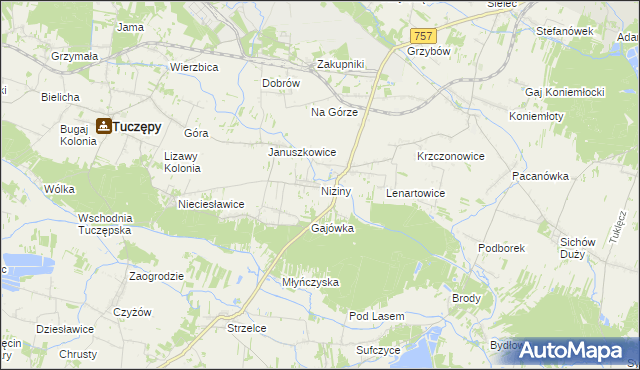 mapa Niziny gmina Tuczępy, Niziny gmina Tuczępy na mapie Targeo