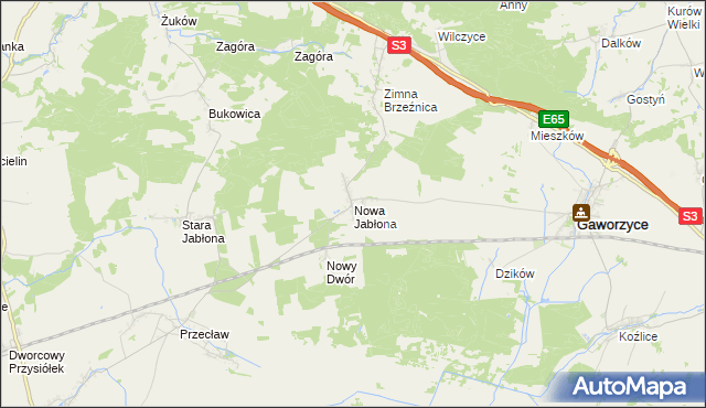 mapa Nowa Jabłona, Nowa Jabłona na mapie Targeo