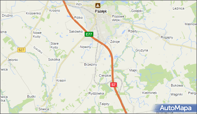 mapa Nowa Wieś gmina Pasłęk, Nowa Wieś gmina Pasłęk na mapie Targeo