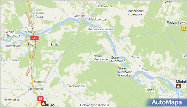 mapa Nowe Mierzwice, Nowe Mierzwice na mapie Targeo