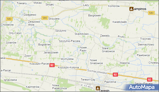 mapa Nowe Paski, Nowe Paski na mapie Targeo