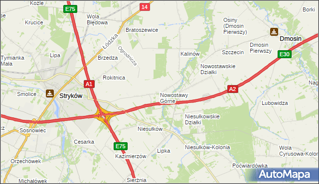 mapa Nowostawy Górne, Nowostawy Górne na mapie Targeo