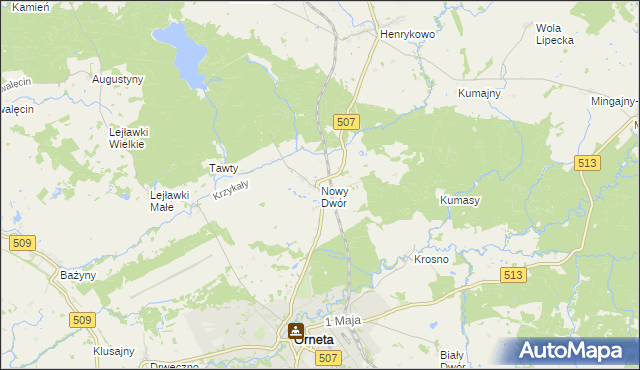 mapa Nowy Dwór gmina Orneta, Nowy Dwór gmina Orneta na mapie Targeo