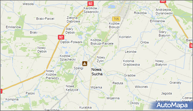 mapa Nowy Żylin, Nowy Żylin na mapie Targeo