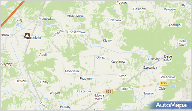 mapa Obrąb gmina Zabrodzie, Obrąb gmina Zabrodzie na mapie Targeo