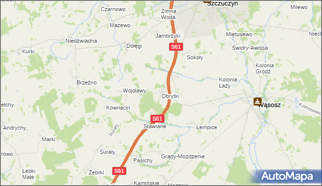 mapa Obrytki gmina Szczuczyn, Obrytki gmina Szczuczyn na mapie Targeo