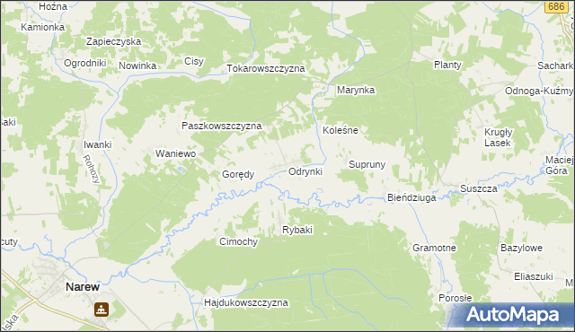 mapa Odrynki, Odrynki na mapie Targeo