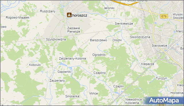 mapa Ogrodniki gmina Choroszcz, Ogrodniki gmina Choroszcz na mapie Targeo