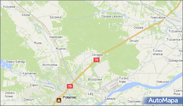 mapa Okrągła, Okrągła na mapie Targeo