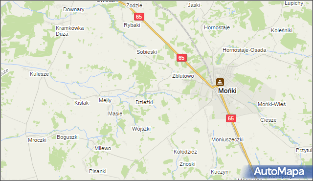 mapa Oliszki gmina Mońki, Oliszki gmina Mońki na mapie Targeo