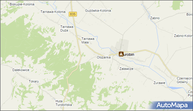 mapa Olszanka gmina Turobin, Olszanka gmina Turobin na mapie Targeo