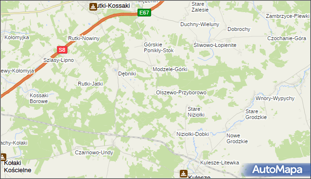 mapa Olszewo-Przyborowo, Olszewo-Przyborowo na mapie Targeo