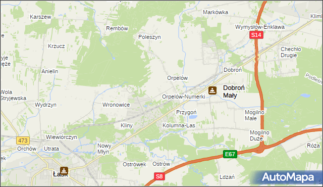 mapa Orpelów-Numerki, Orpelów-Numerki na mapie Targeo