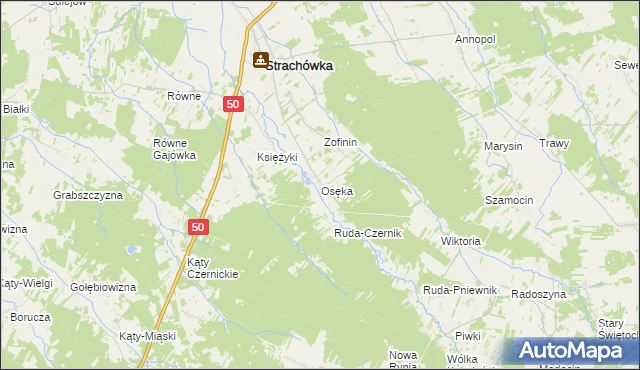 mapa Osęka, Osęka na mapie Targeo