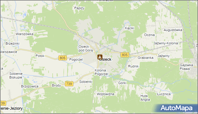mapa Osieck, Osieck na mapie Targeo