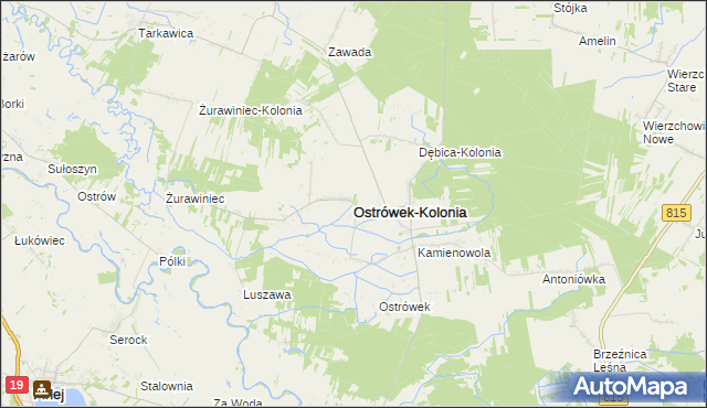 mapa Ostrówek-Kolonia gmina Ostrówek, Ostrówek-Kolonia gmina Ostrówek na mapie Targeo