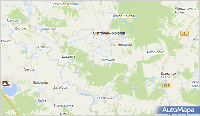 mapa Ostrówek powiat lubartowski, Ostrówek powiat lubartowski na mapie Targeo