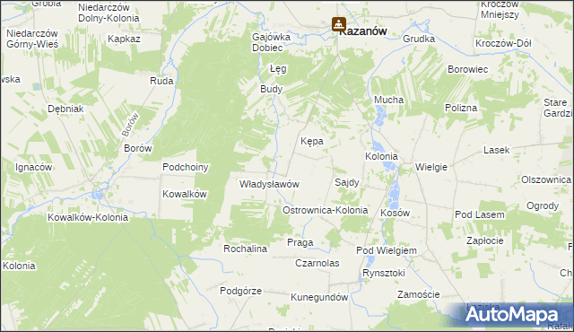 mapa Ostrownica gmina Kazanów, Ostrownica gmina Kazanów na mapie Targeo