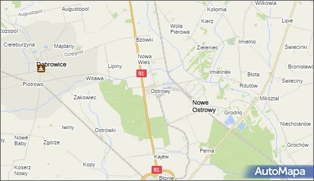 mapa Ostrowy-Cukrownia, Ostrowy-Cukrownia na mapie Targeo