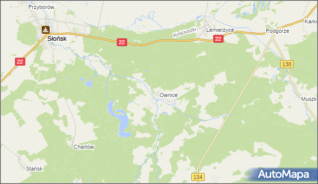 mapa Ownice, Ownice na mapie Targeo