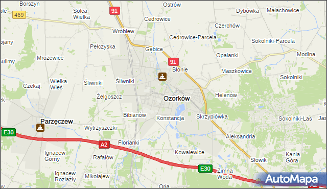 mapa Ozorków, Ozorków na mapie Targeo