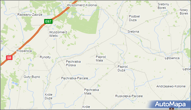 mapa Paproć Mała, Paproć Mała na mapie Targeo