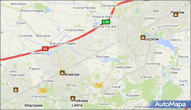 mapa Parzniew, Parzniew na mapie Targeo