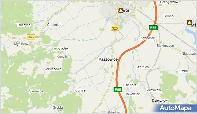 mapa Paszowice, Paszowice na mapie Targeo