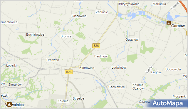 mapa Paulinów gmina Nałęczów, Paulinów gmina Nałęczów na mapie Targeo