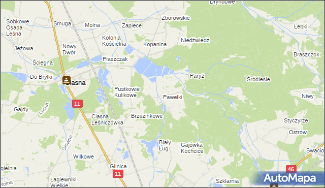 mapa Pawełki gmina Kochanowice, Pawełki gmina Kochanowice na mapie Targeo
