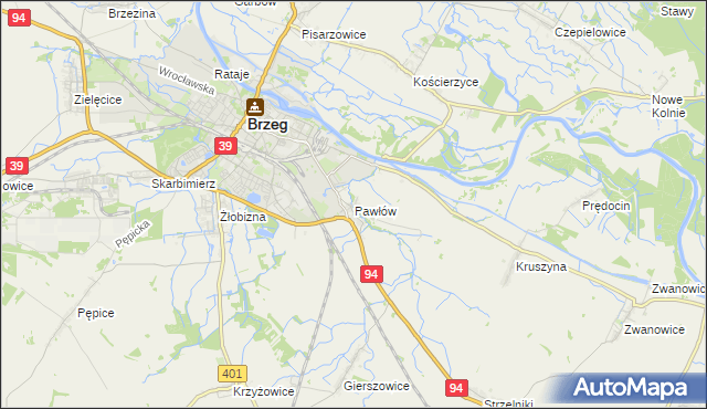 mapa Pawłów gmina Skarbimierz, Pawłów gmina Skarbimierz na mapie Targeo