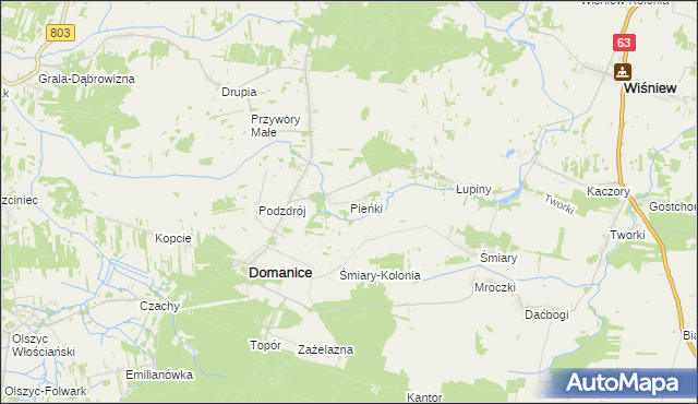 mapa Pieńki gmina Domanice, Pieńki gmina Domanice na mapie Targeo
