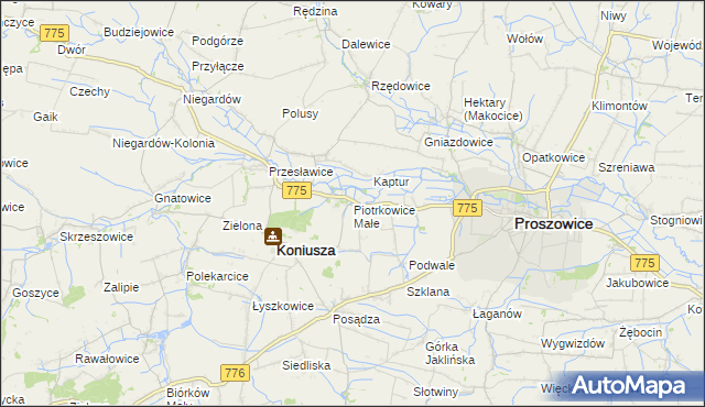 mapa Piotrkowice Małe, Piotrkowice Małe na mapie Targeo