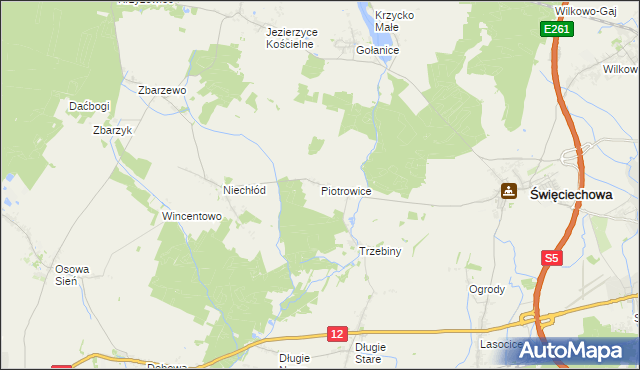 mapa Piotrowice gmina Święciechowa, Piotrowice gmina Święciechowa na mapie Targeo