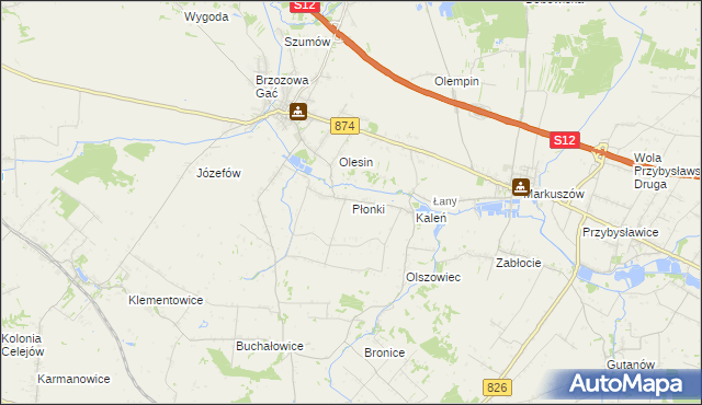 mapa Płonki, Płonki na mapie Targeo